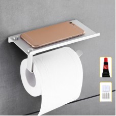 Aluminum Toilet Paper Punch Free Holder With Phone Shelf Wall Mounted Bathroom Accessories Tissues Roll Dispenser Matte